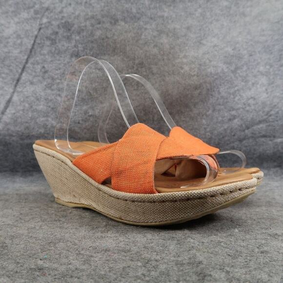 Born Shoes Womens 10 Sandals Wedge Slip On Platform Fashion Boho Comfort Orange - Picture 1 of 15
